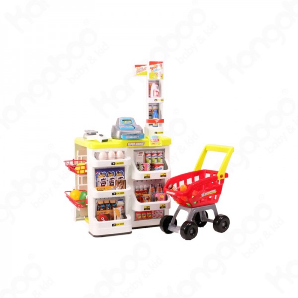 MALPLAY boltos játék pulttal bevásárlókocsival és kiegészítőkkel