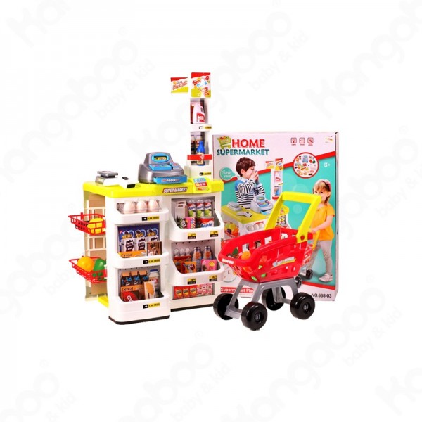 MALPLAY boltos játék pulttal bevásárlókocsival és kiegészítőkkel