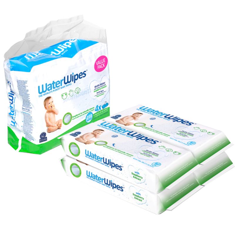 WATERWIPES szappanbogyó baba törlőkendő 4×60 db