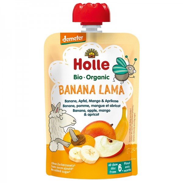 Holle Bio Banana Lama - Tasak banán, alma, mangó és sárgabarackkal 100g