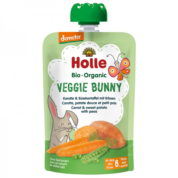 Holle Bio Veggie Bunny - Tasak sárgarépa, édesburgonya borsóval 100g