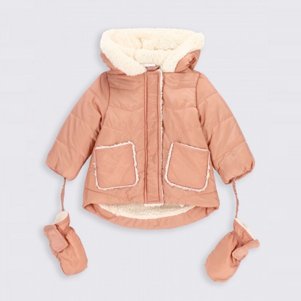 COCCODRILLO OUTERWEAR GIRL NEWBORN kapucnis téli kabát kesztyűvel