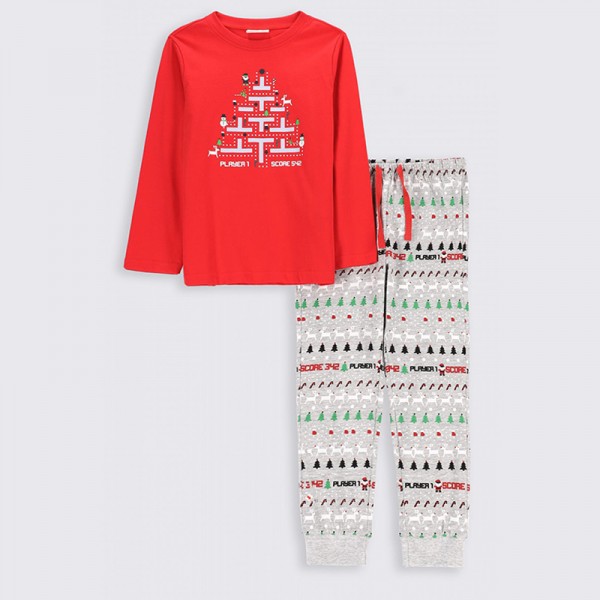  PYJAMAS fiú karácsonyi mintás hosszú ujjú pizsama