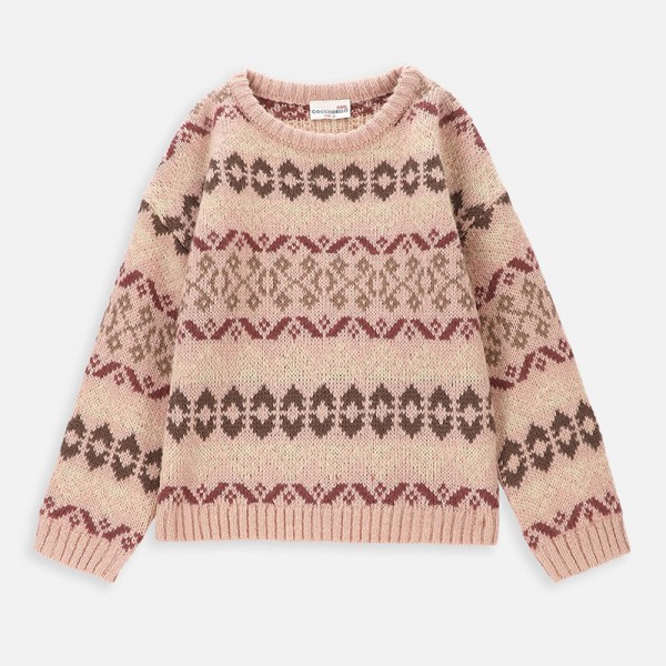 COSY GIRL KIDS norvég mintás pulóver
