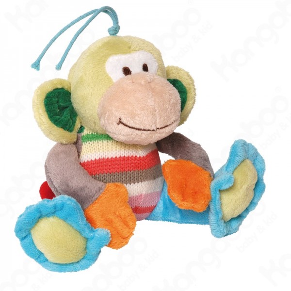 HAPPY HORSE zenélő plüss állat Affe Mo színes,csíkos majom