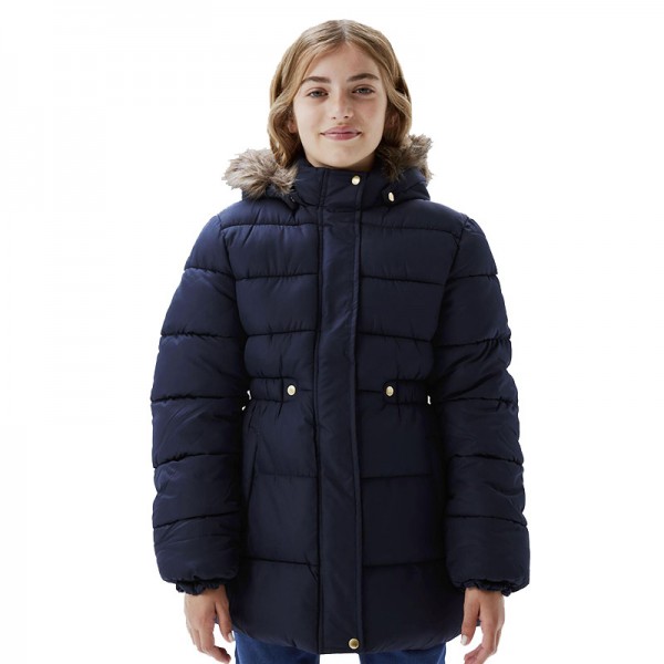 lány szőrmés kapucnis téli kabát