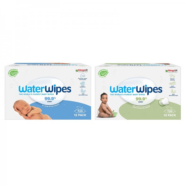 WATERWIPES Duo Pack 12x60db baba törlőkendő + 12x60db Soapberry törlőkendő